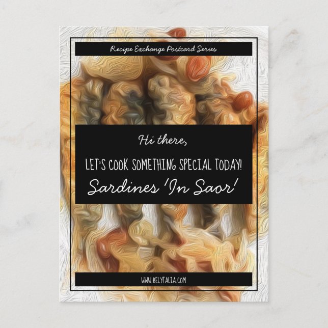 Carte Postale Personalized Black White Script Recipe Exchange (Devant)