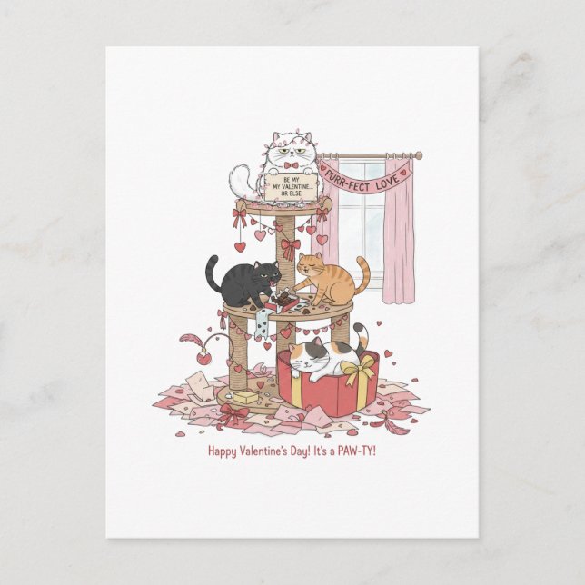 Carte Postale Personalized Cat's Meow Valentine's Day Postcard (Devant)