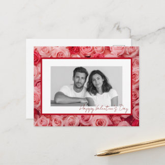 Carte Postale Personalized Couple Photo Valentine Roses Card