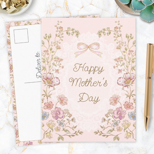 Carte Postale Personalized Elegant Floral Happy Mother’s Day (In situ)