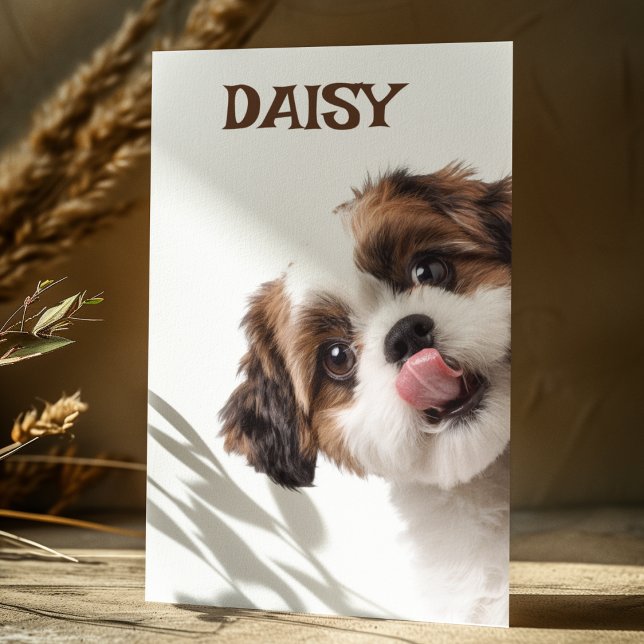 Carte Postale Personalized Pastel Brown Dog Photo & Name Card (Créateur téléchargé)