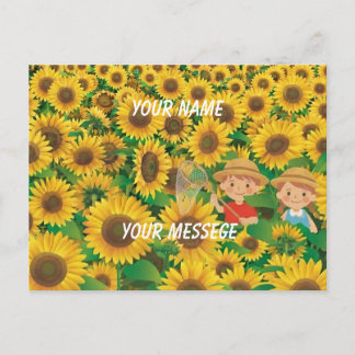 Carte Postale Personalized Sunflower Summer Postcard | Kids