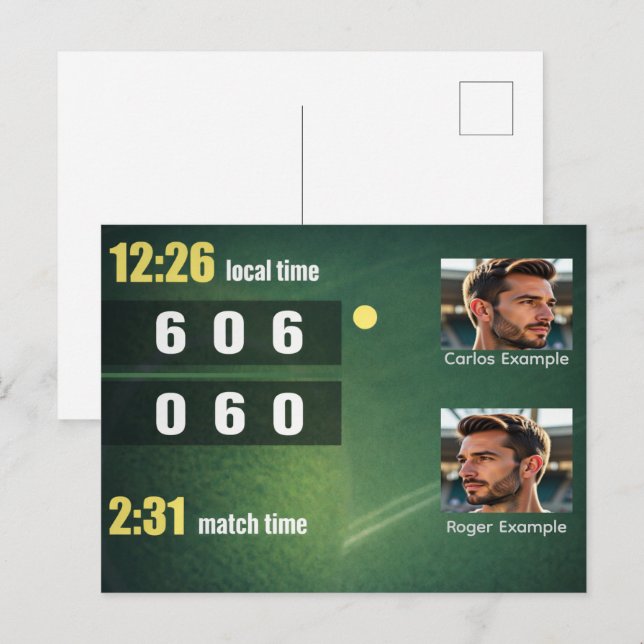 Carte Postale Personalized Tennis Scoreboard – Custom Match (Devant / Derrière)
