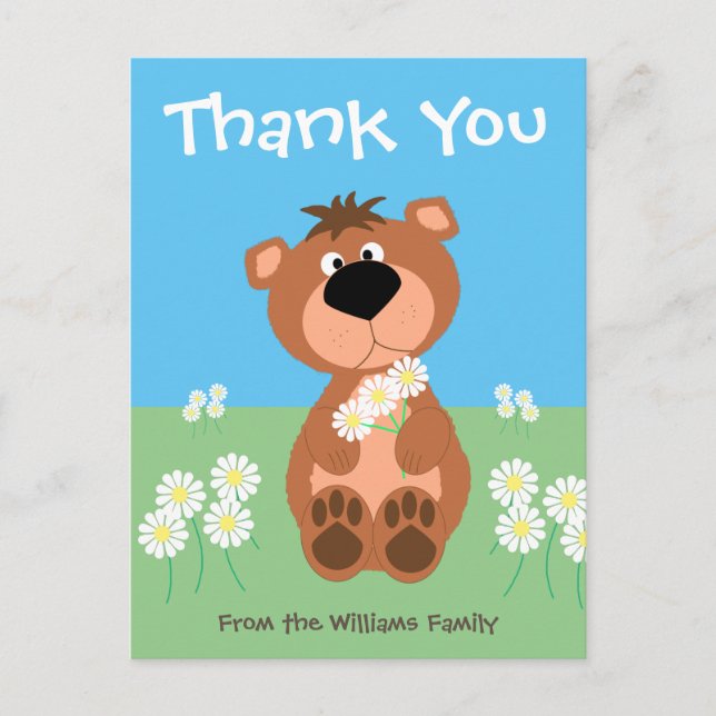 Carte Postale Personalized Thank You Cute Funny Bear (Devant)