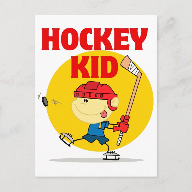 Carte Postale personnage de dessin animé de l'enfant de hockey m (Devant)