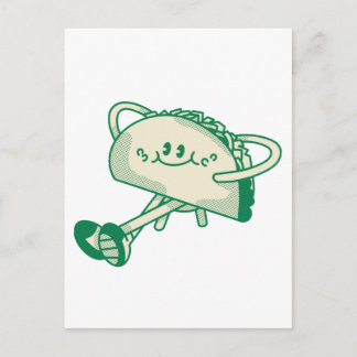 Carte Postale Personnage de mascotte de taco vert mignon qui mar