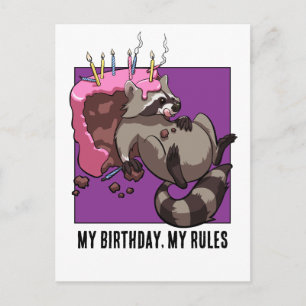 Carte Postale Personnage de Raton Laveur Mignon Gâteau d'Anniver