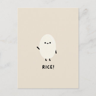 Carte Postale personnage de riz mignon minimal kawaii drôle desi