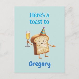 Carte Postale Personnage de Toast de Champagne Drôle pour Hommes