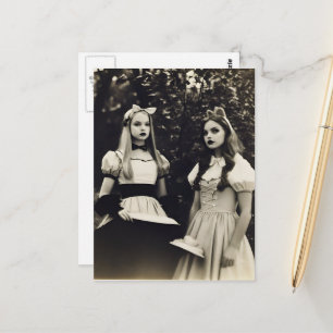 Carte Postale Personnages de fantasy adorables noir et blanc