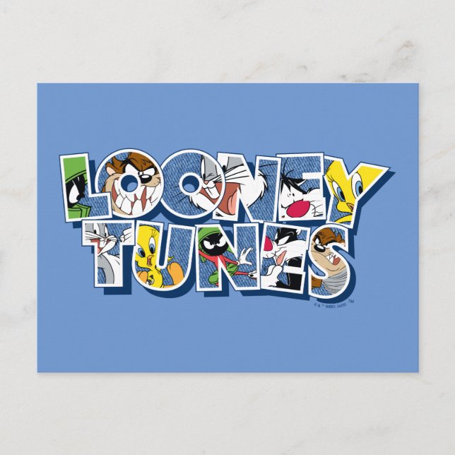 Carte Postale Personnages de LOONEY TUNES™ dans le lettrage (Devant)
