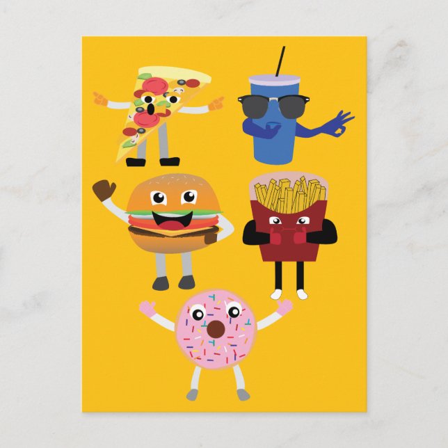 Carte Postale Personnages de nourriture (Devant)