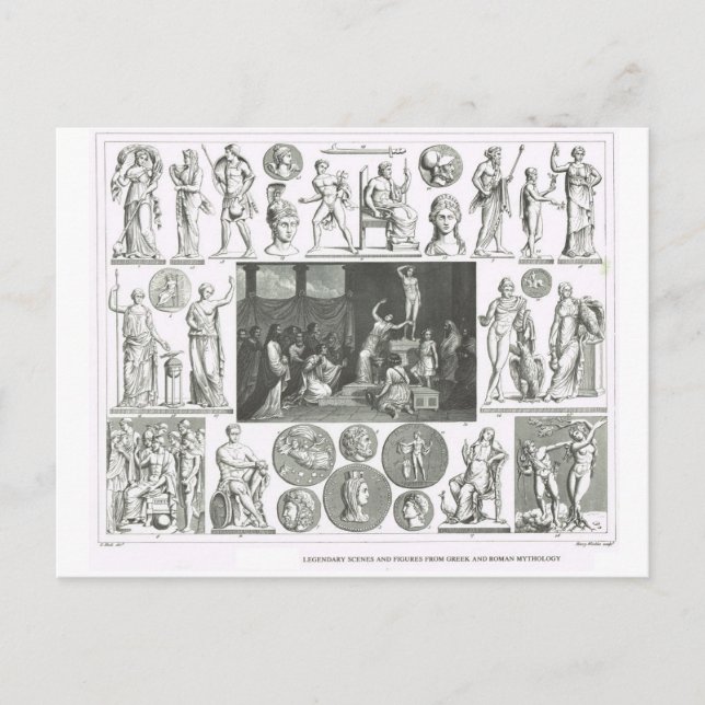 Carte Postale Personnages légendaires de la mythologie grecque e (Devant)