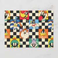 Personnages LOONEY TUNES™ sur damier noir et blanc