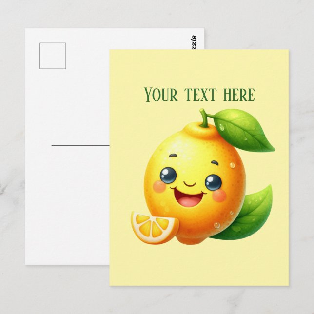 Carte postale personnalisable au citron frais mign (Devant / Derrière)