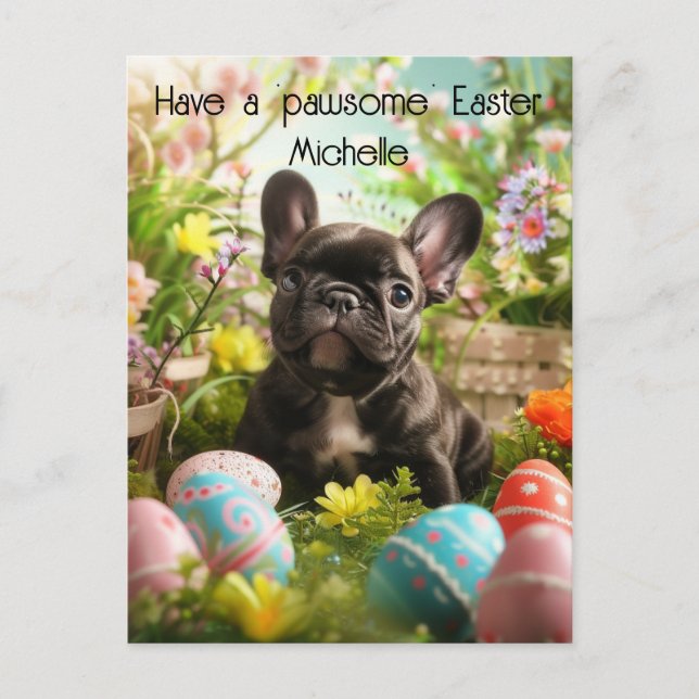Carte Postale Personnalisable 🐶 fête de Pâques avec Furry Frien (Devant)