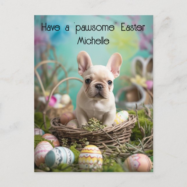 Carte Postale Personnalisable 🐶 fête de Pâques avec Furry Frien (Devant)