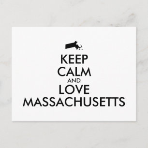 Carte Postale Personnalisable GARDEZ CALME et AIMEZ MASSACHUSETT