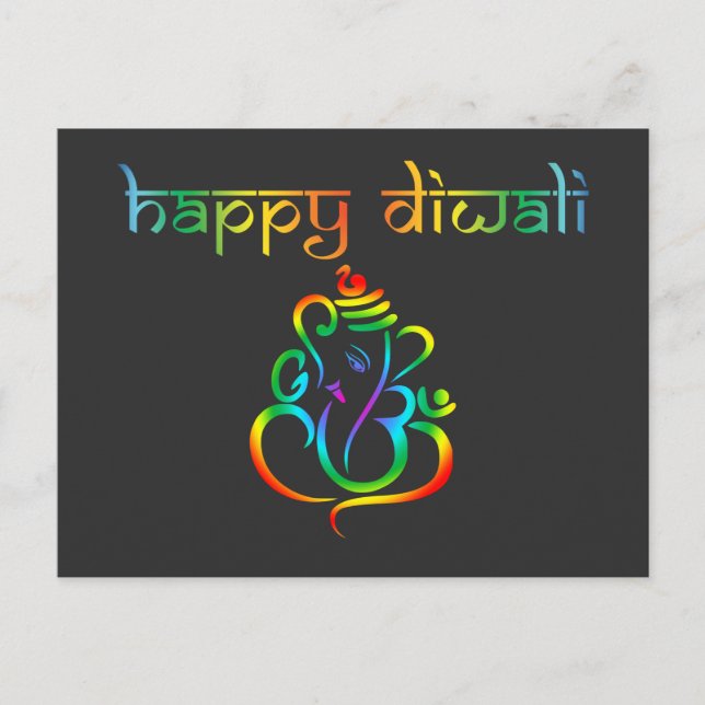 Carte Postale Personnalisable 🤩 Happy Diwali avec Lord Ganesh (Devant)