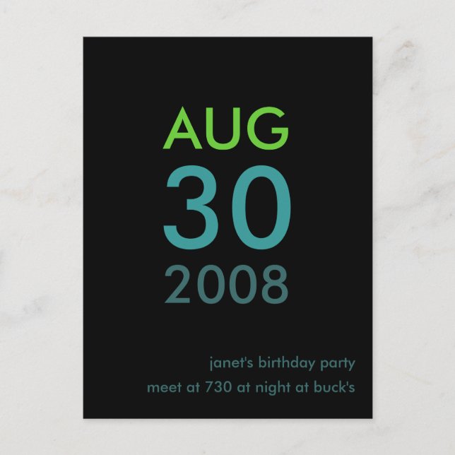 Carte Postale Personnalisable - Invitation d'anniversaire - Invi (Devant)