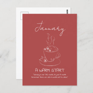Carte Postale Personnalisable Janvier Teacup Doodle Positivité