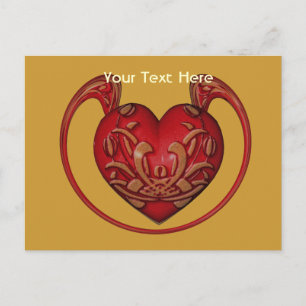 Carte postale personnalisable Ornate Red Heart