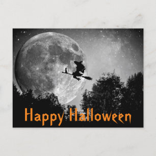 Carte postale personnalisable Witch and Moon Hallo