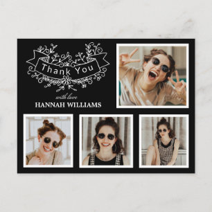 Carte Postale Personnalisé 4 Photo Collage Merci de graduation