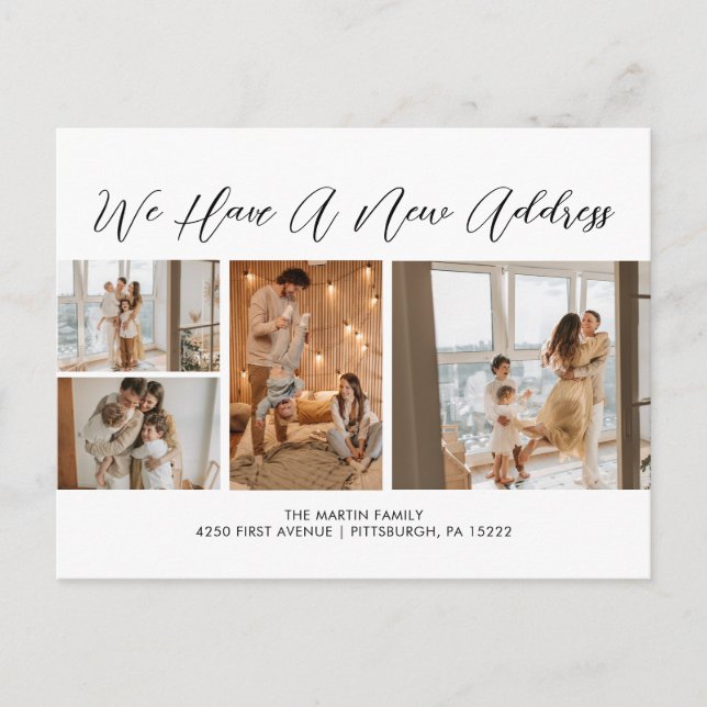 Carte Postale Personnalisé 4 Photos Noir Blanc Décontracté Scrip (Devant)