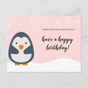 Carte Postale Personnalisé - Anniversaire de pingouin illustré r
