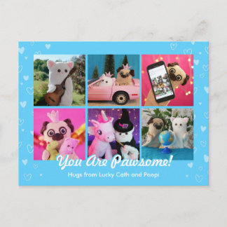 Carte Postale Personnalisé Cute Blue Stylish Hearts Photo