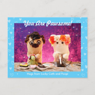 Carte Postale Personnalisé Cute Blue Stylish Hearts Photo
