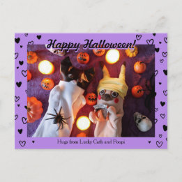 Carte Postale Personnalisé Cute Halloween Coeurs Noirs Photo