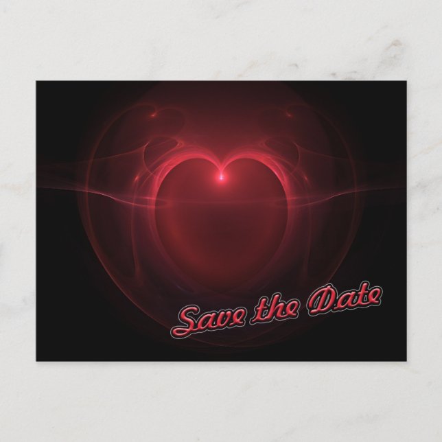 Carte Postale Personnalisé Enregistrer la date Red Lighted Heart (Devant)