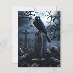 Carte Postale Personnalisé Halloween Party Gothic Raven Graveyar