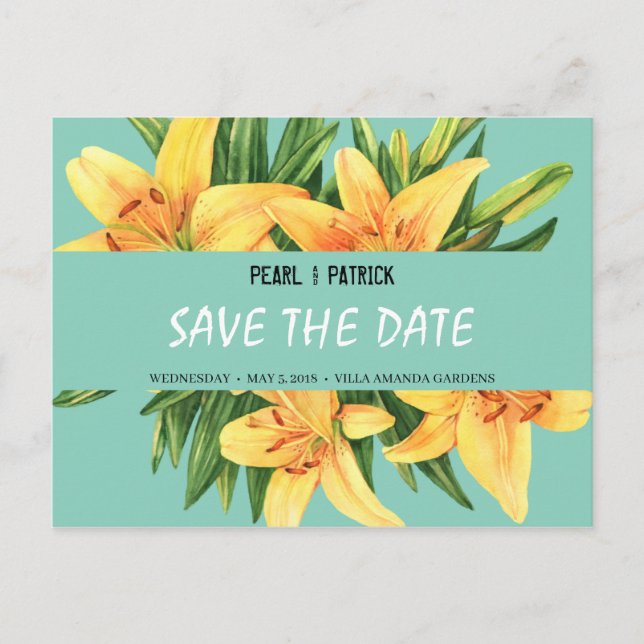 Carte Postale Personnalisé - Jaune Stargazer Save The Date (Devant)