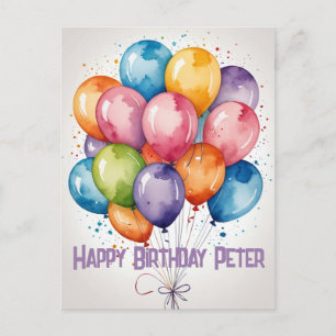 Carte Postale Personnalisé Joyeux Anniversaire ballons de fête i