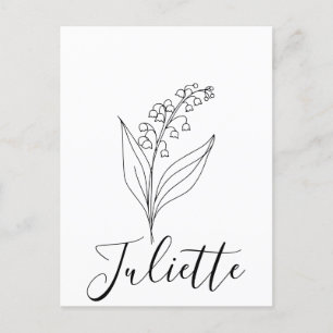 Carte Postale Personnalisé May Lily de la Vallée Fleur de naissa