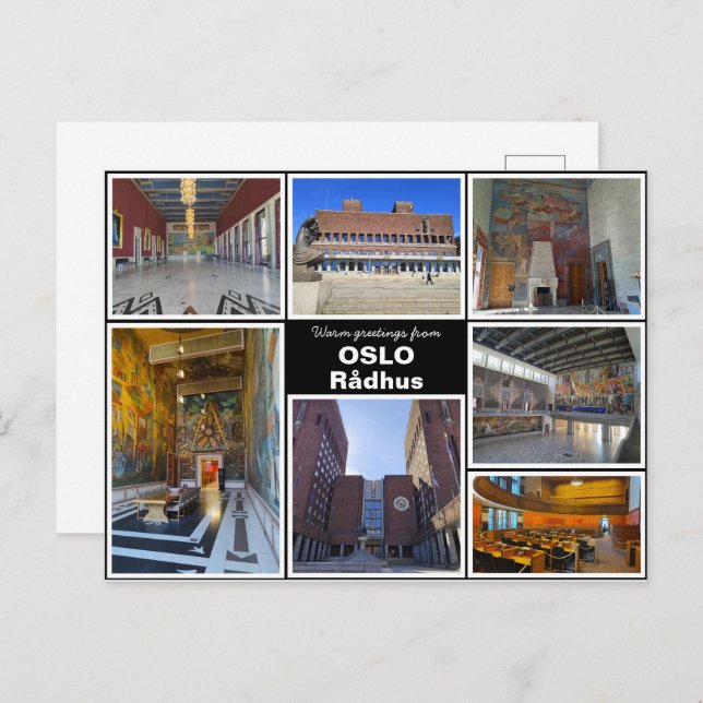 Carte Postale Personnalisé, Oslo rådhus, Norvège (Devant / Derrière)