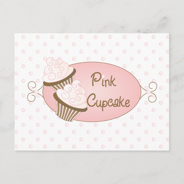 Carte Postale Personnalisé pour Cupcake rose (Devant)