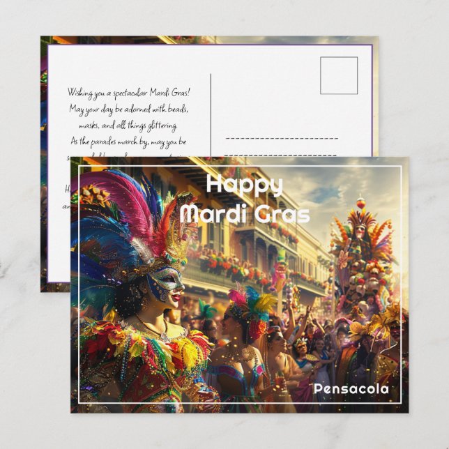 Carte Postale Personnalisé 💚 💜 💛 Royal Regalia : Mardi Gras E (Devant / Derrière)