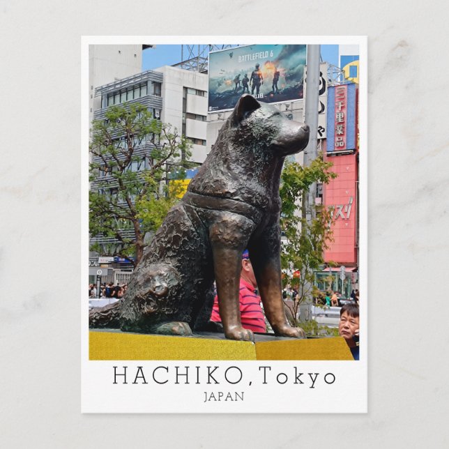 Carte Postale Personnalisé, Salutations de TOKYO, Hachiko, Japon (Devant)