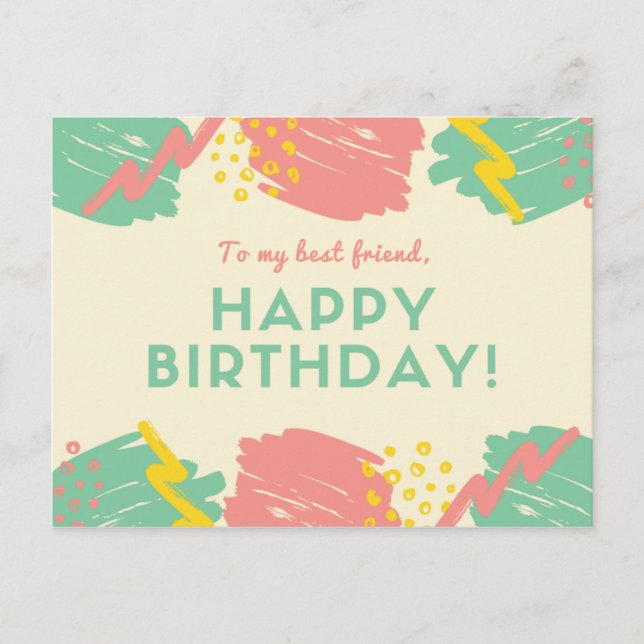 Carte Postale Personnalisé - Traits de pinceau pastel colorés (Devant)