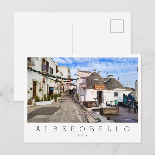 Carte Postale Personnalisé, vue sur Alberobello, les Pouilles (Devant / Derrière)