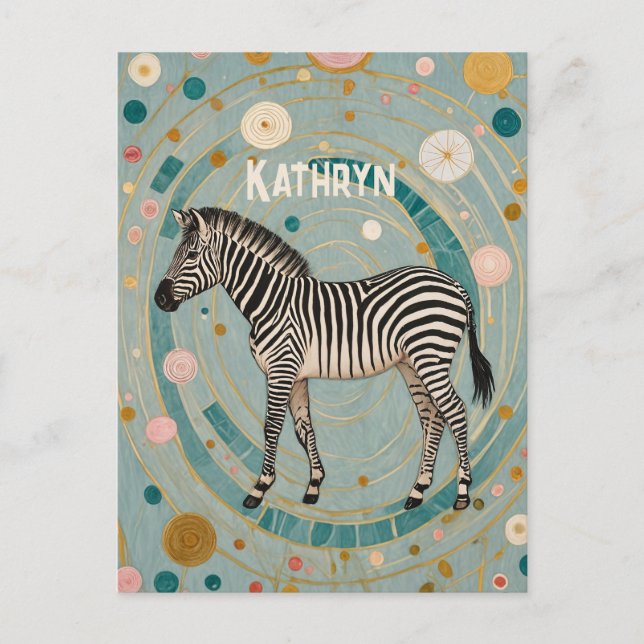 Carte Postale Personnalisé Whimsical Zebra (Devant)
