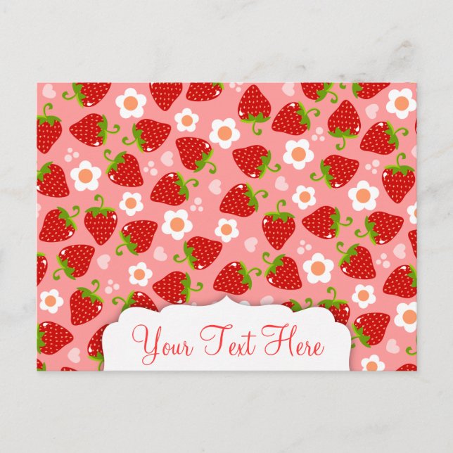 Carte postale personnalisée aux fraises (Devant)
