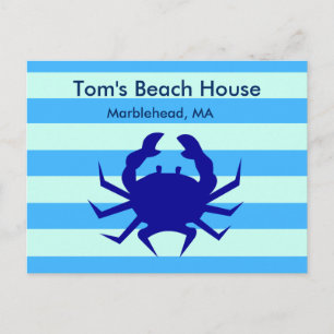 Carte postale personnalisée Blue Crab Beach House