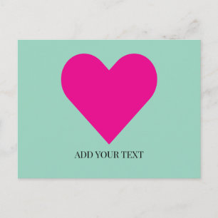 Carte postale personnalisée Cœur Rose