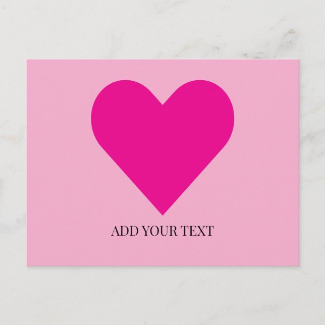 Carte postale personnalisée Cœur Rose (Devant)