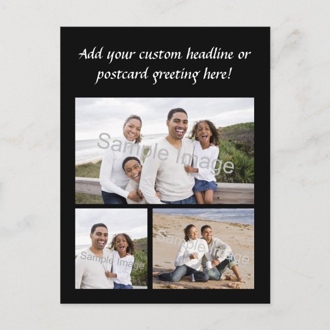Carte postale personnalisée Collage de 3 photos (Devant)